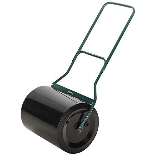 Outsunny 20-Inch Push/Tow Behind Lawn Roller Filled with 16 Gal Water or Sand, Perfect for Flattening Sod in The Garden