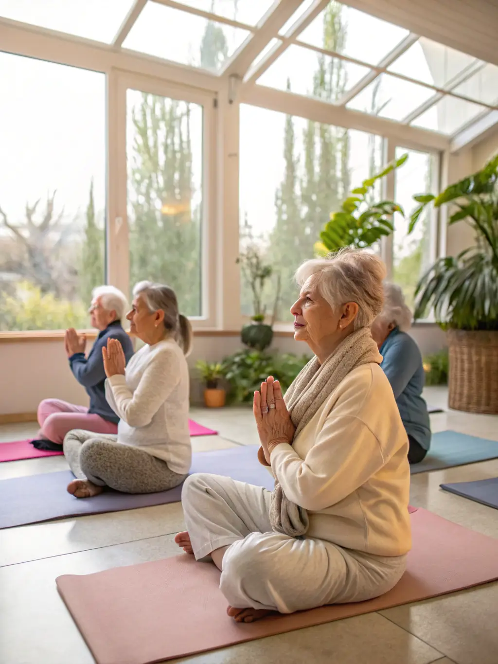 Seniors engaging in a gentle exercise session at the CLUB ATHLETIQUE BALMANAIS, emphasizing the importance of senior health.